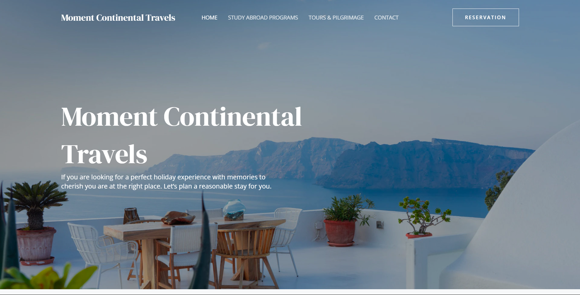 Moment Continental Travels Landing Page